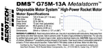 AeroTech G75M-13A 29mm x 124mm Single Use DMS 1-Motor Kit - 077513