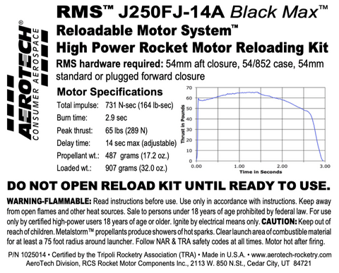 AeroTech J250FJ-14A RMS-54/852 Reload Kit (1 Pack) - 1025014