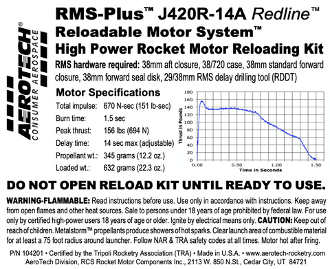 AeroTech J420R-14A RMS-38/720 Reload Kit (1 Pack) - 104201