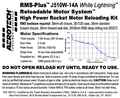 AeroTech J510W-14A RMS-38/1320 Reload Kit (1 Pack) - 105114