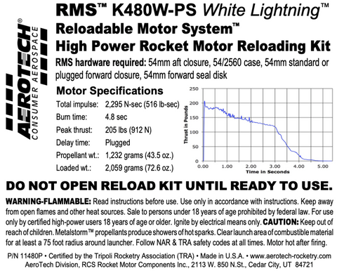 AeroTech K480W-PS RMS-54/2560 Reload Kit (1 Pack) - 11480P