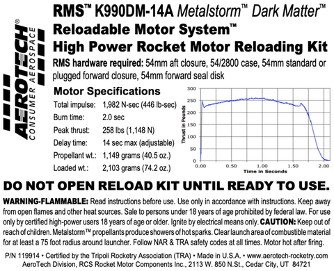 AeroTech K990DM-14A RMS-54/2800 Reload Kit (1 Pack) - 119914