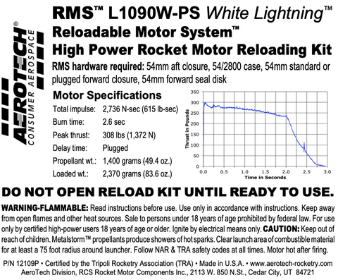 AeroTech L1090W-PS RMS-54/2800 Reload Kit (1 Pack) - 12109P