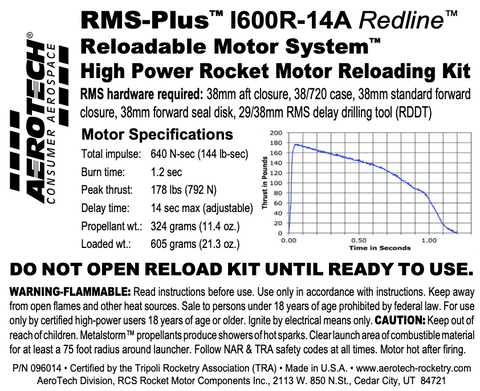 AeroTech I600R-14A RMS-38/720 Reload Kit (1 Pack) - 096014