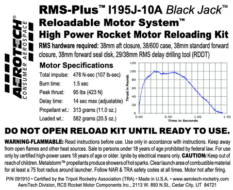 AeroTech I195J-10A RMS-38/600 Reload Kit (1 Pack) - 091910