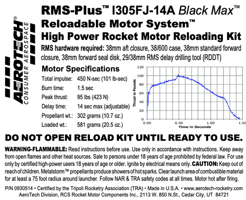 AeroTech I305FJ-14A RMS-38/600 Reload Kit (1 Pack) - 0930514