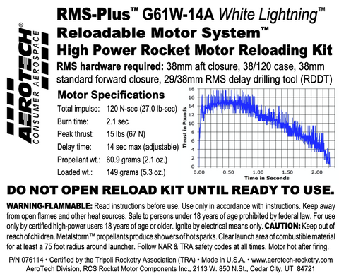 AeroTech G61W-14A RMS-38/120 Reload Kit (1 Pack) - 076114