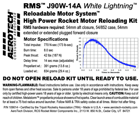 AeroTech J90W-14A RMS-54/852 Reload Kit (1 Pack) - 109014