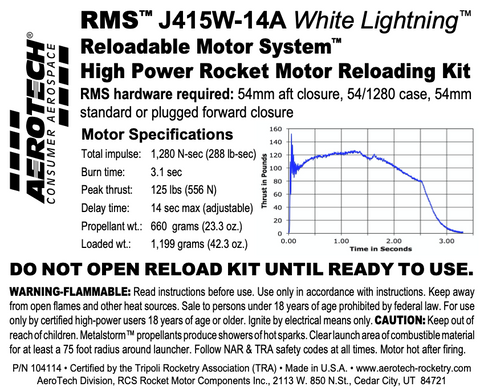 AeroTech J415W-14A RMS-54/1280 Reload Kit (1 Pack) - 104114